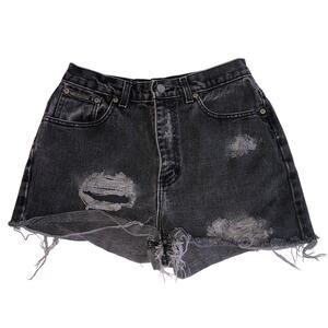 Vintage Calvin Klein Denim Shorts Size 10 Black High Waist 90's Grunge Made USA